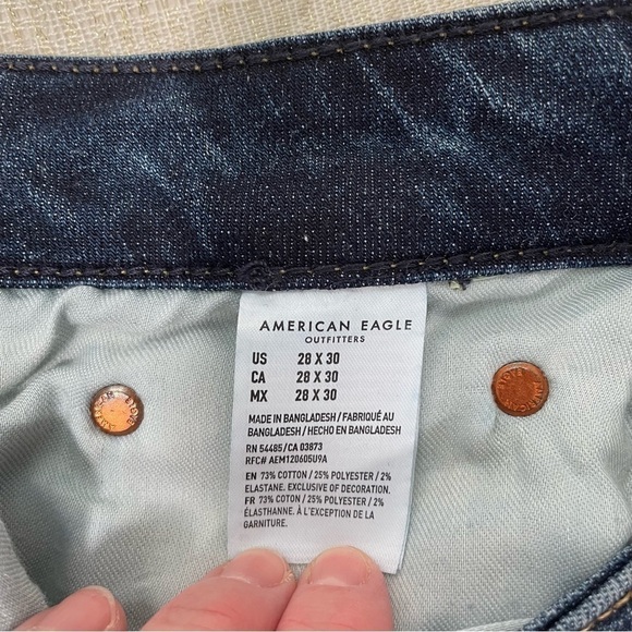 American Eagle Slim Straight Dark Wash Jeans Size 28 X 30 - Picture 12 of 14